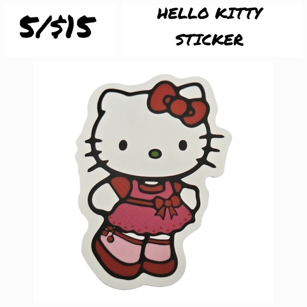 Hello Kitty Sticker Pink Dress Bow Cat Self-Adhesive Matte Laptop Luggage Locker